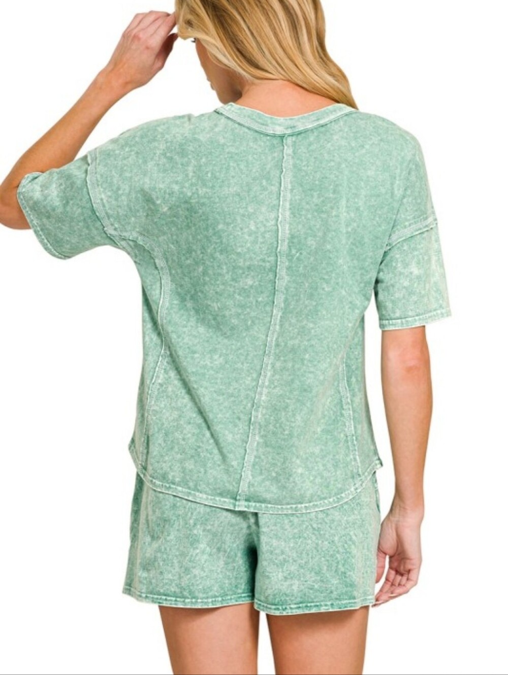 New Zenana Halo Washed Short Set - Picture 3 of 3